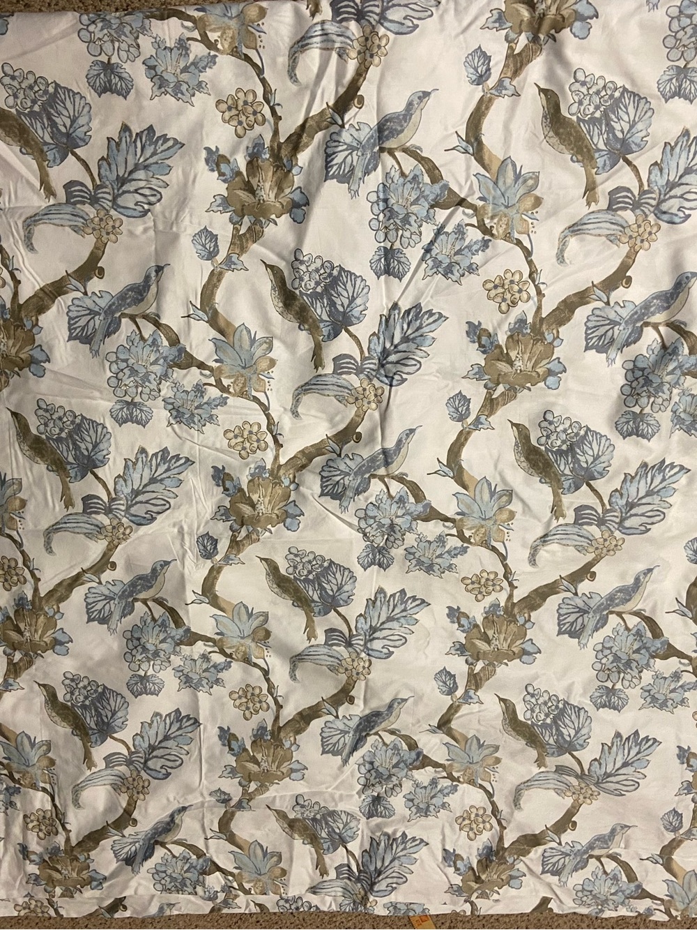 SFERRA Mystic Bird Duvet Cover Queen Blue Taupe Bird Floral Pima Cotton Rare 94”